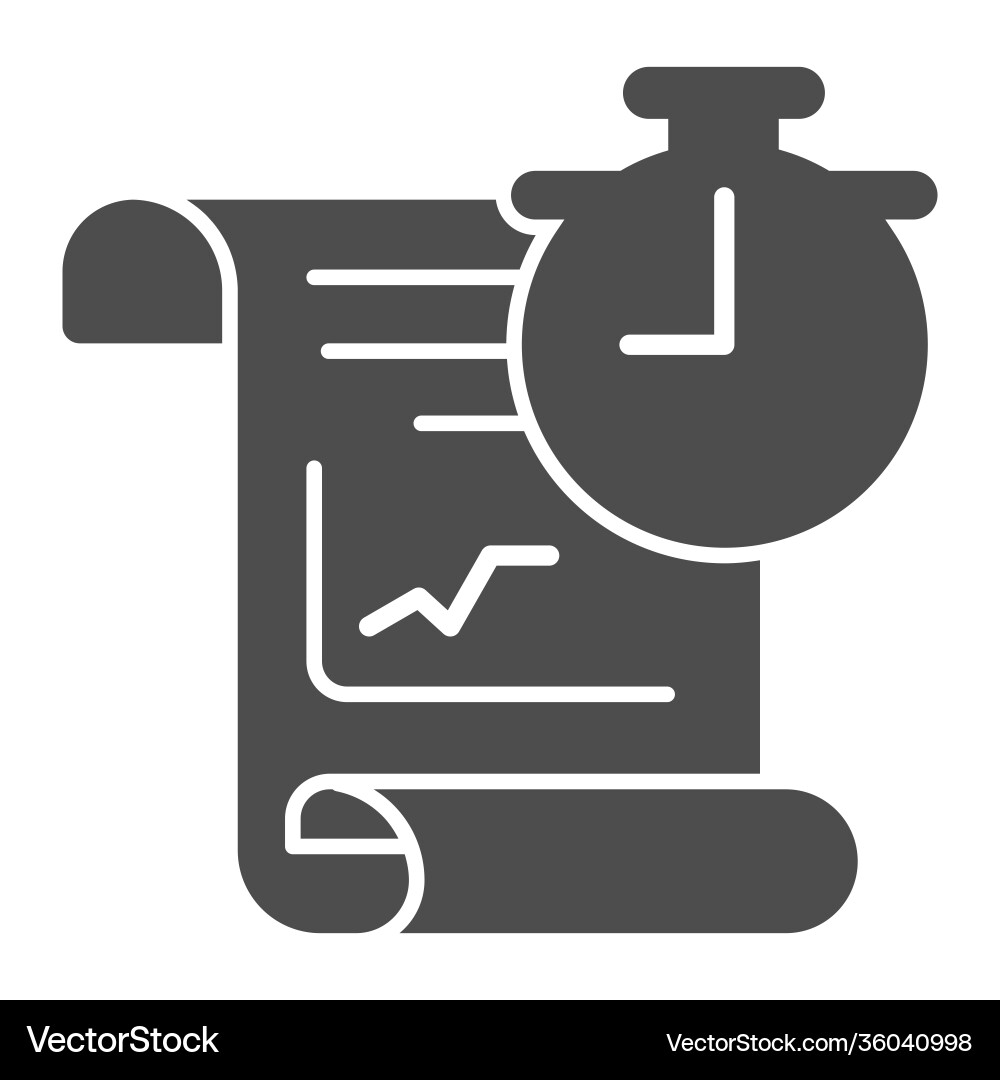 Report and clock solid icon startup concept vector image