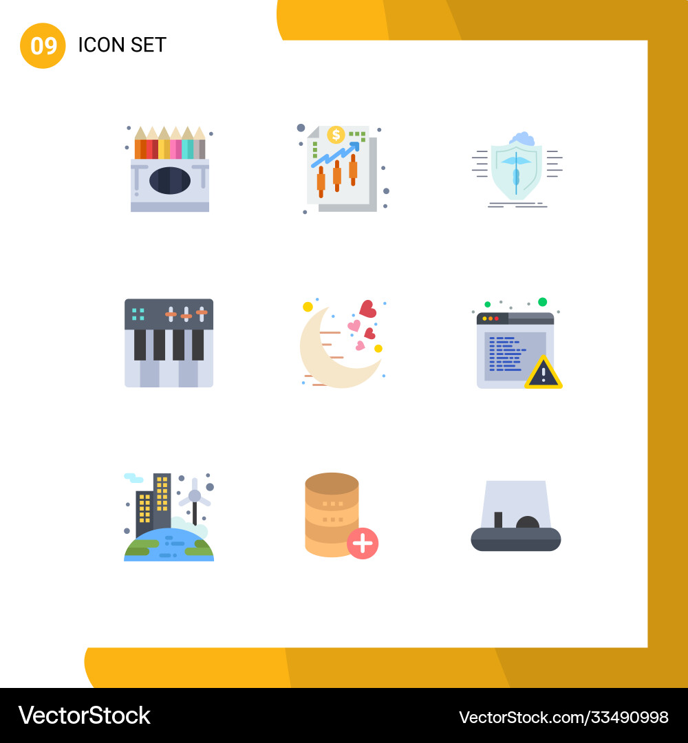 Set 9 flat colors on grid for music event Vector Image