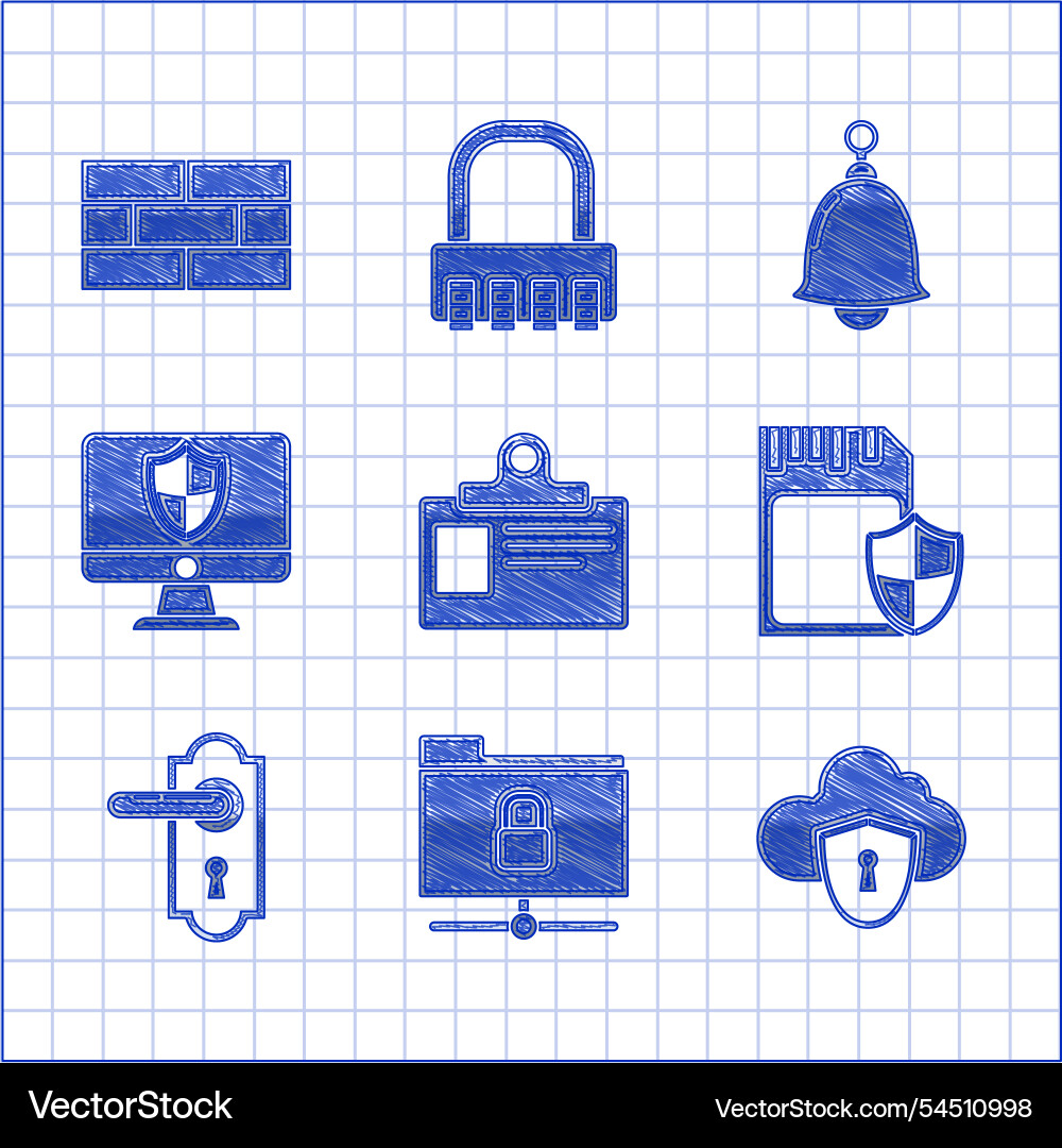 Set identification badge ftp folder and lock Set identification badge ftp folder and lock vector image
