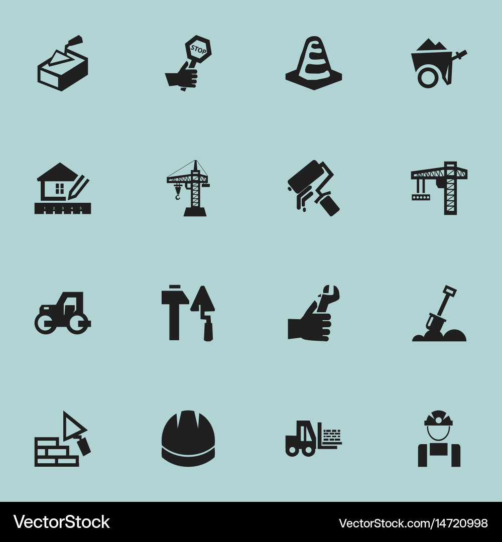 Set of 16 editable building icons includes Vector Image