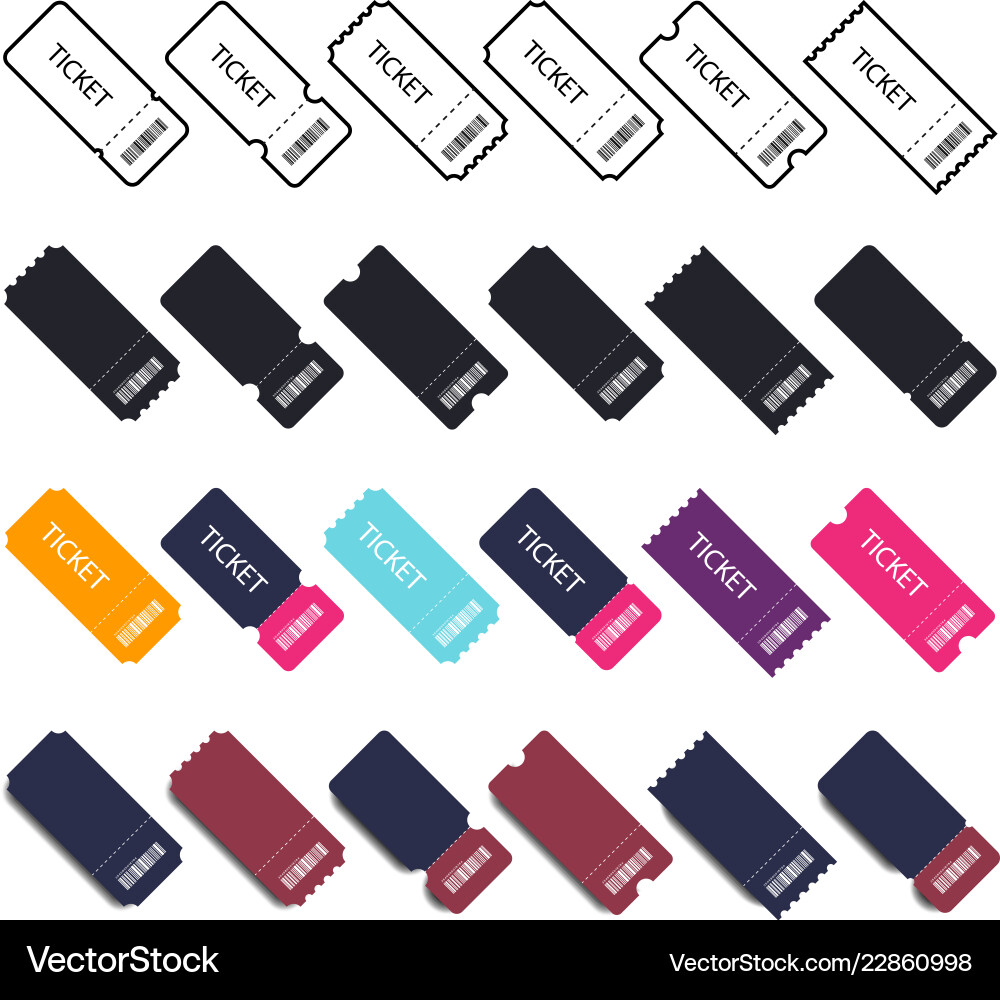 Set of tickets in different design template Vector Image