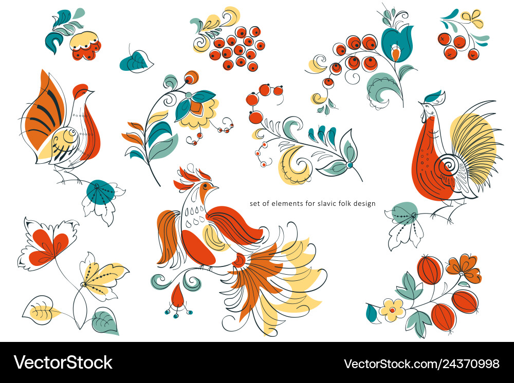 Slavic Floral Ornate Patterns Vector Image