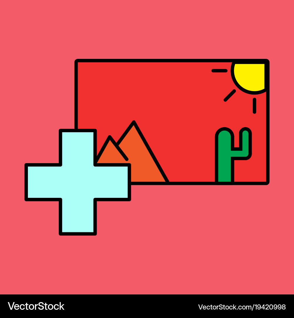 Upload image white flat icon on color background vector image