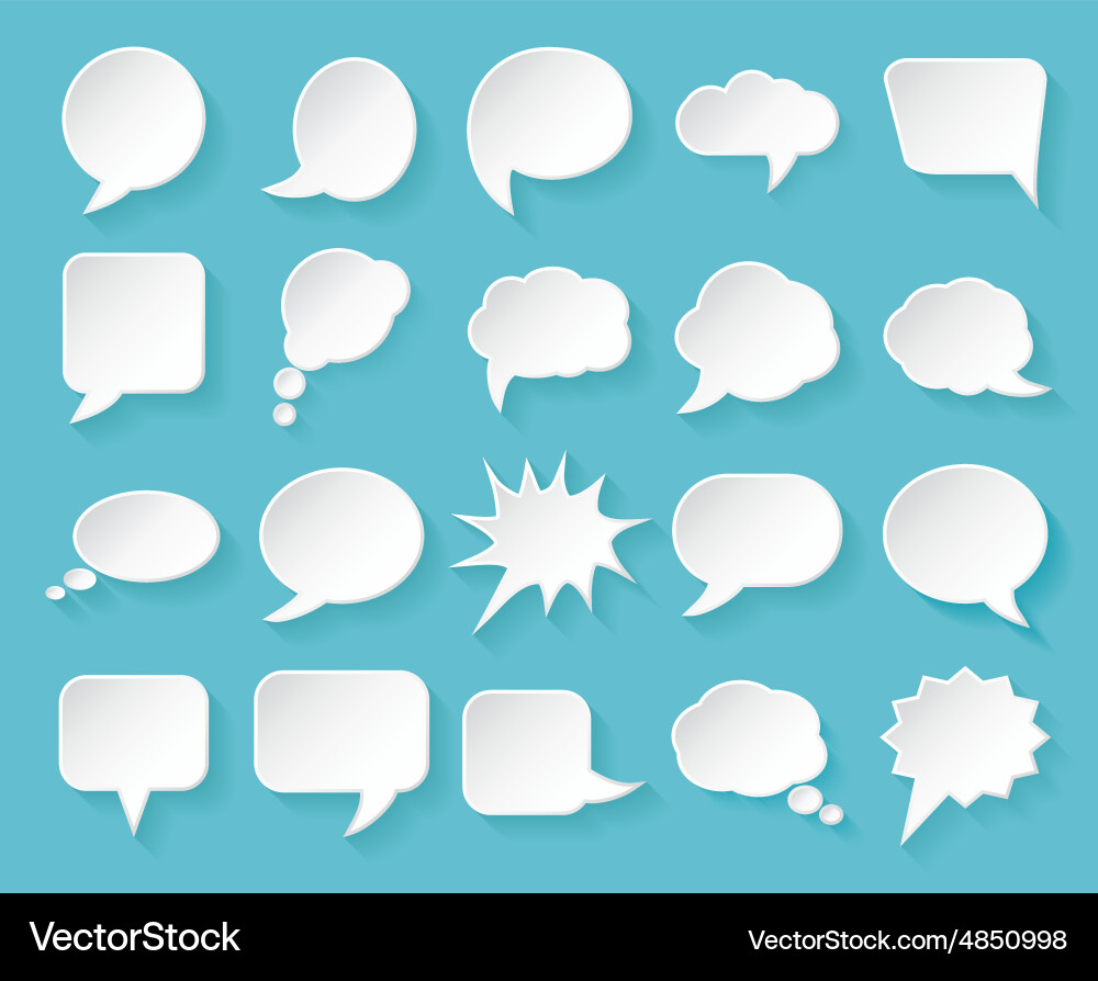 White Speech Bubbles on Blue Background vector image