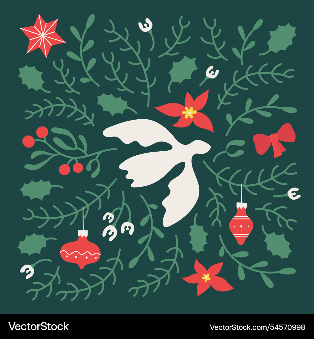 Winter peace christmas composition with fir twigs Winter peace christmas composition with fir twigs vector image