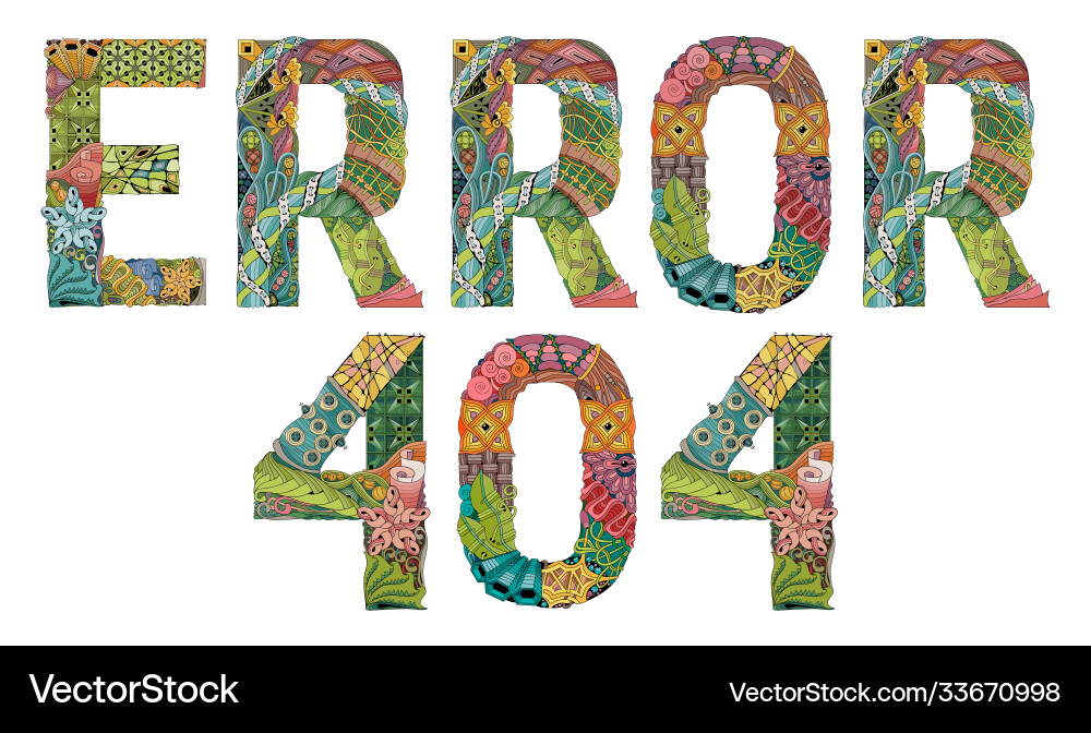 Word error 404 decorative entangle object Word error 404 decorative entangle object Vector Image