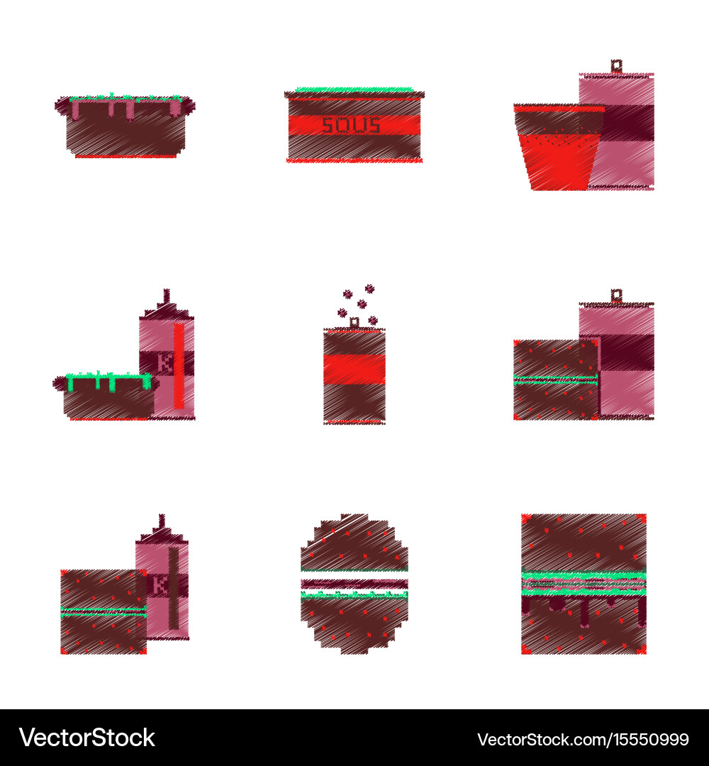 Assembly of flat shading style pixel icon fast vector image