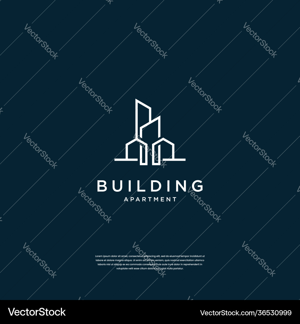 Building logo design with line art style Building logo design with line art style Vector Image