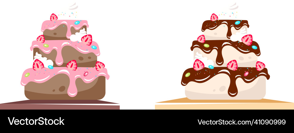 Cake flat color objects set Cake flat color objects set vector image