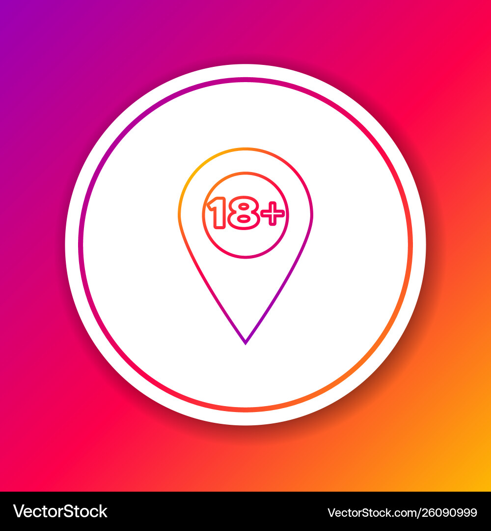 Color line map pointer with 18 plus icon isolated Color line map pointer with 18 plus icon isolated vector image