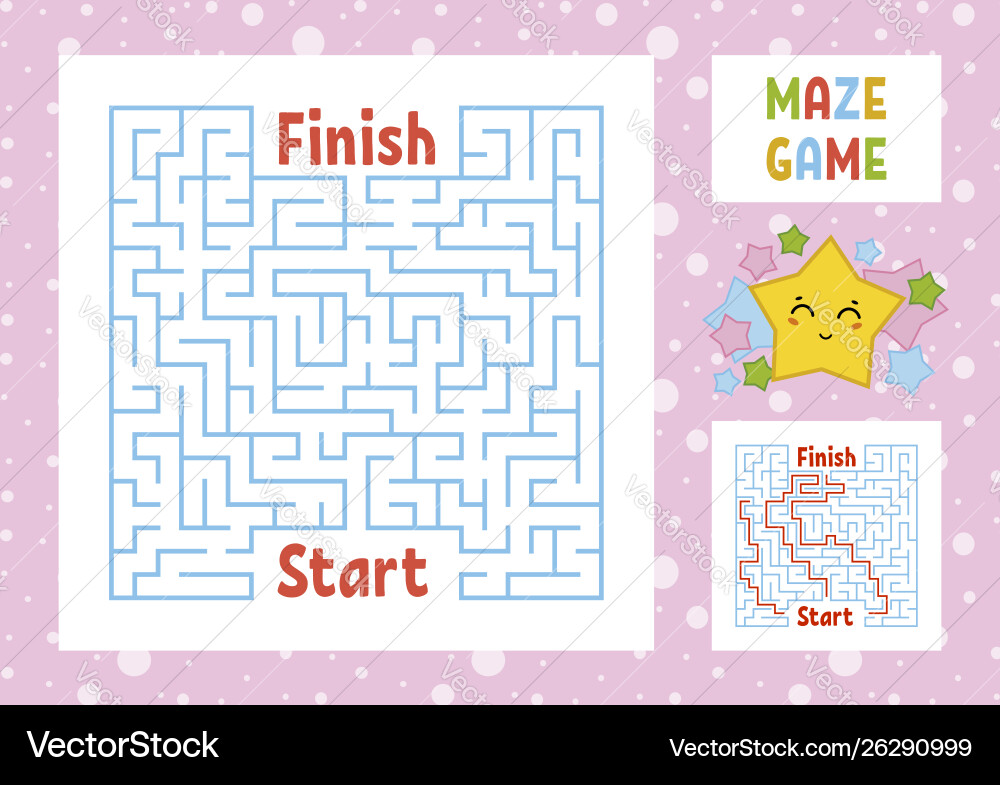 Color square maze find right path from start Color square maze find right path from start vector image