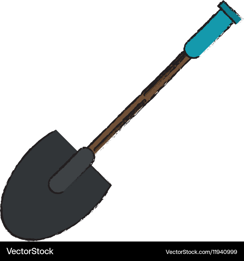 Drawing shovel tool element camping – Royalty-Free Vector | VectorStock, image size:1000x1071