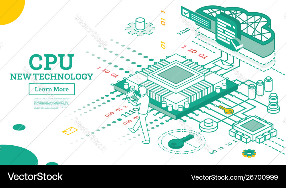 Isometric CPU Technology Data Processing vector image