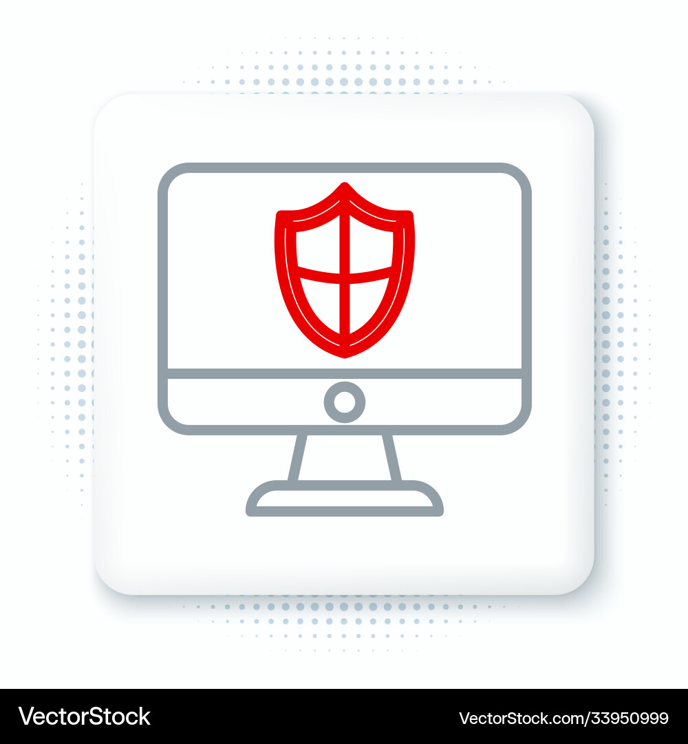 Line computer monitor and shield icon isolated Line computer monitor and shield icon isolated vector image