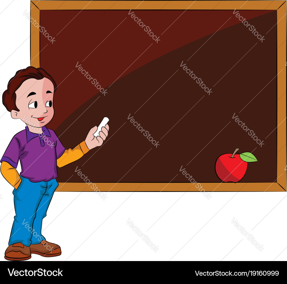Man using a chalkboard vector image