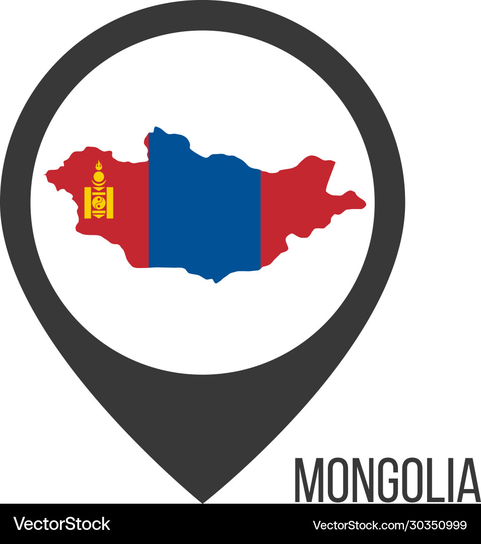 Map pointers with contry mongolia flag Map pointers with contry mongolia flag vector image