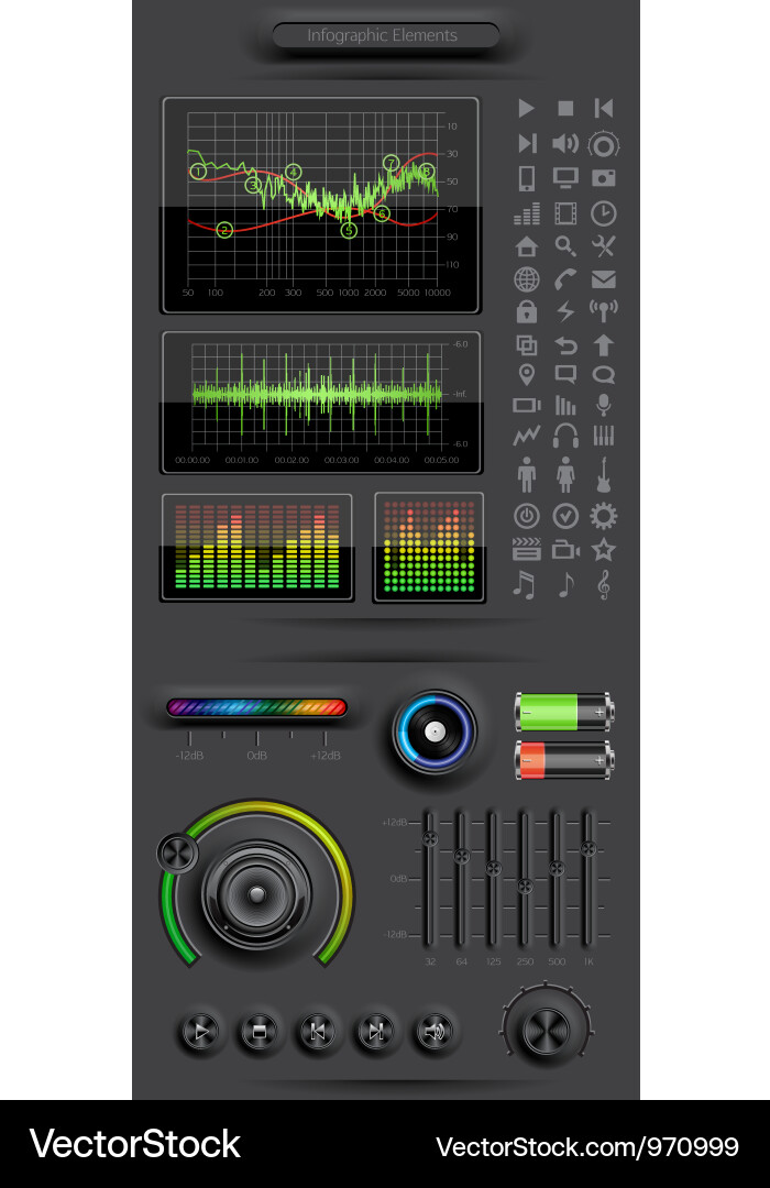 Media Controls & Data Icons vector image