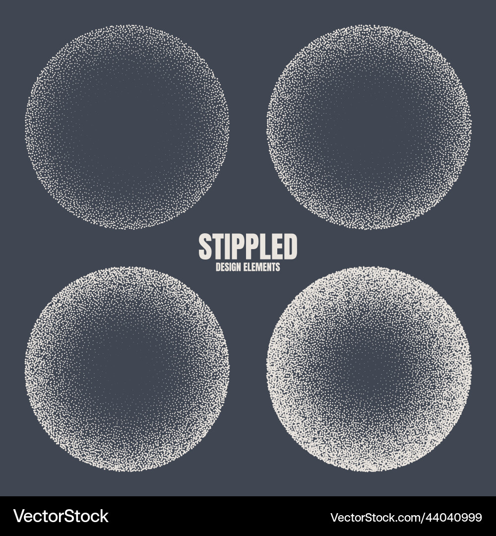 Round shaped dotted objects stipple elements Round shaped dotted objects stipple elements vector image