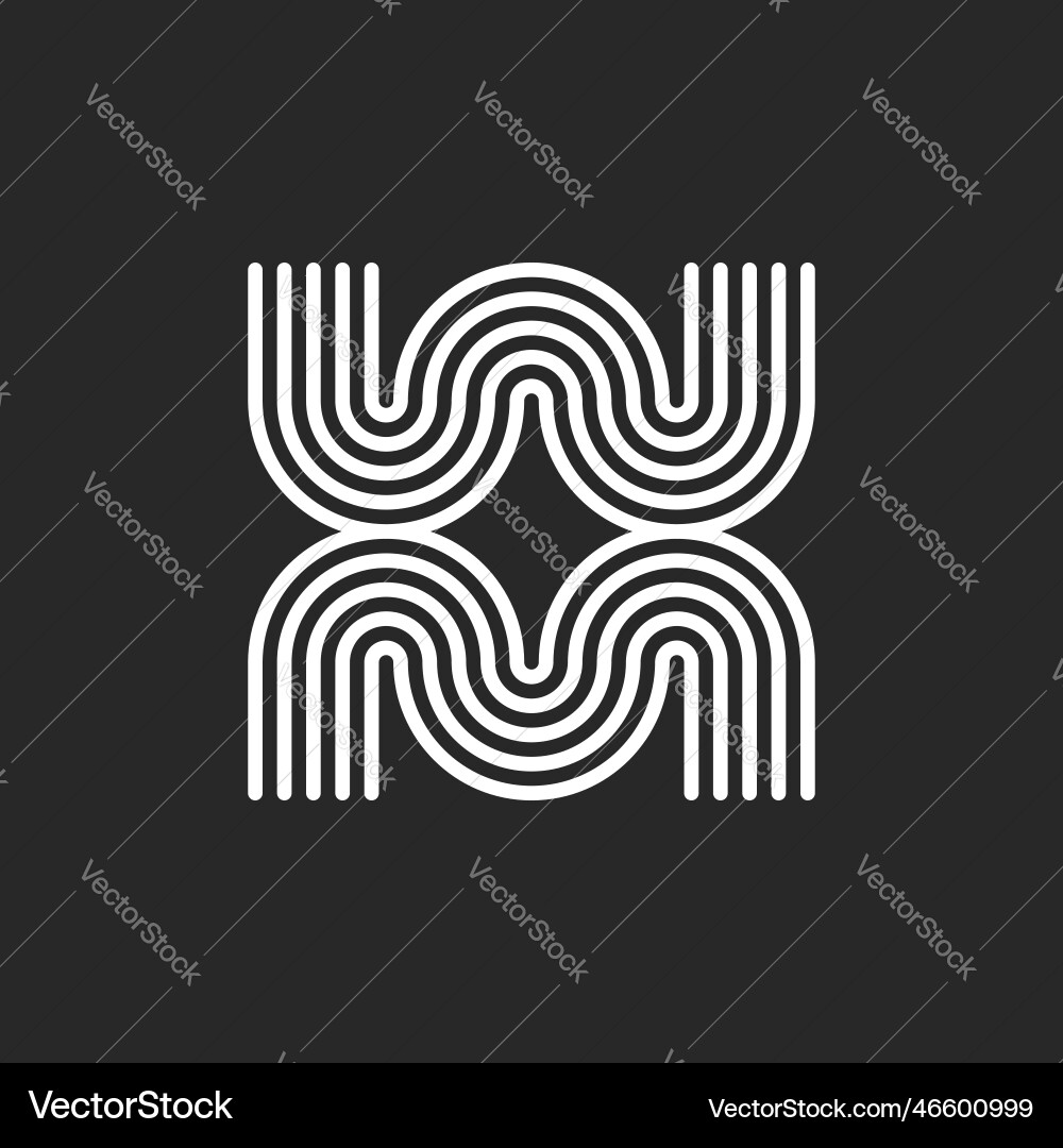 Rounded Monogram Initial Logo - WM or MW vector image