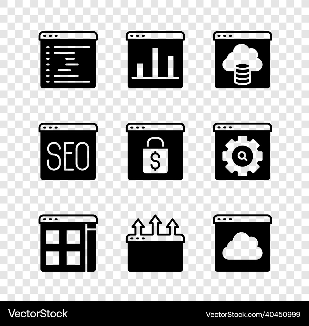 Set browser window graph chart infographic cloud Set browser window graph chart infographic cloud vector image