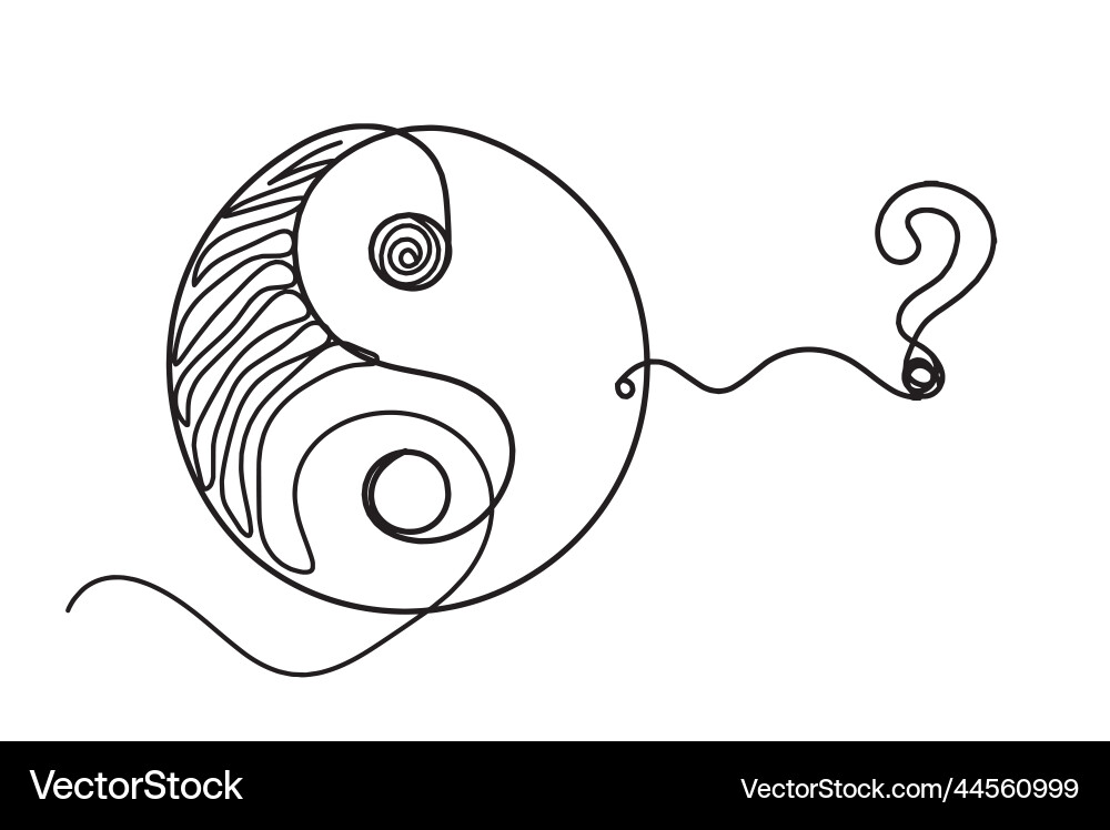 Sign of yin and yang with question mark as line Sign of yin and yang with question mark as line Vector Image