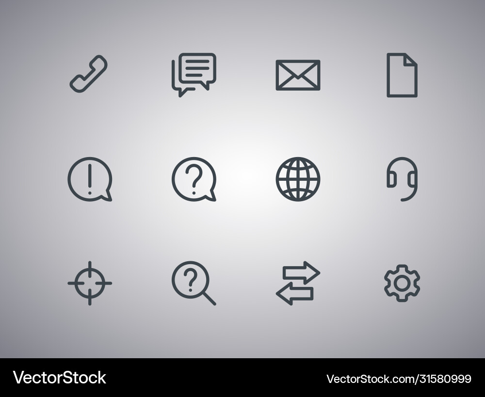 Support icon set in line style Vector Image