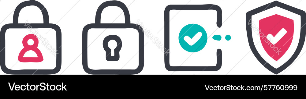 User security and verified identity icons design vector image