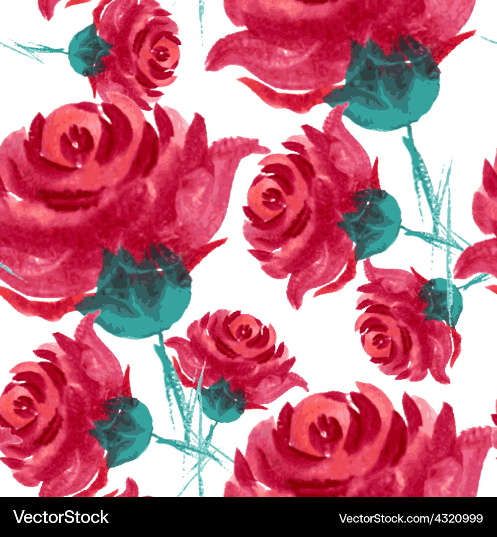 Watercolor Rose Seamless Pattern Royalty Free Vector Image