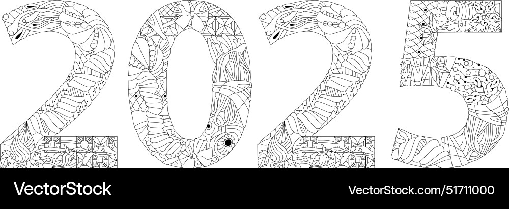 2025 number design cute for coloring pages Vector Image