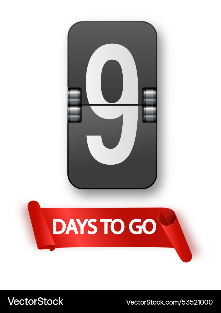 9 days to go icon set countdown of remaining vector image