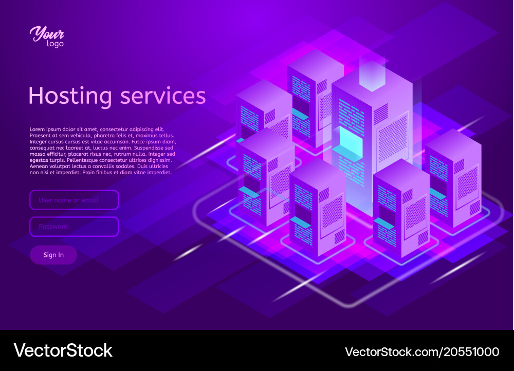 Data Center Network Server Rack vector image