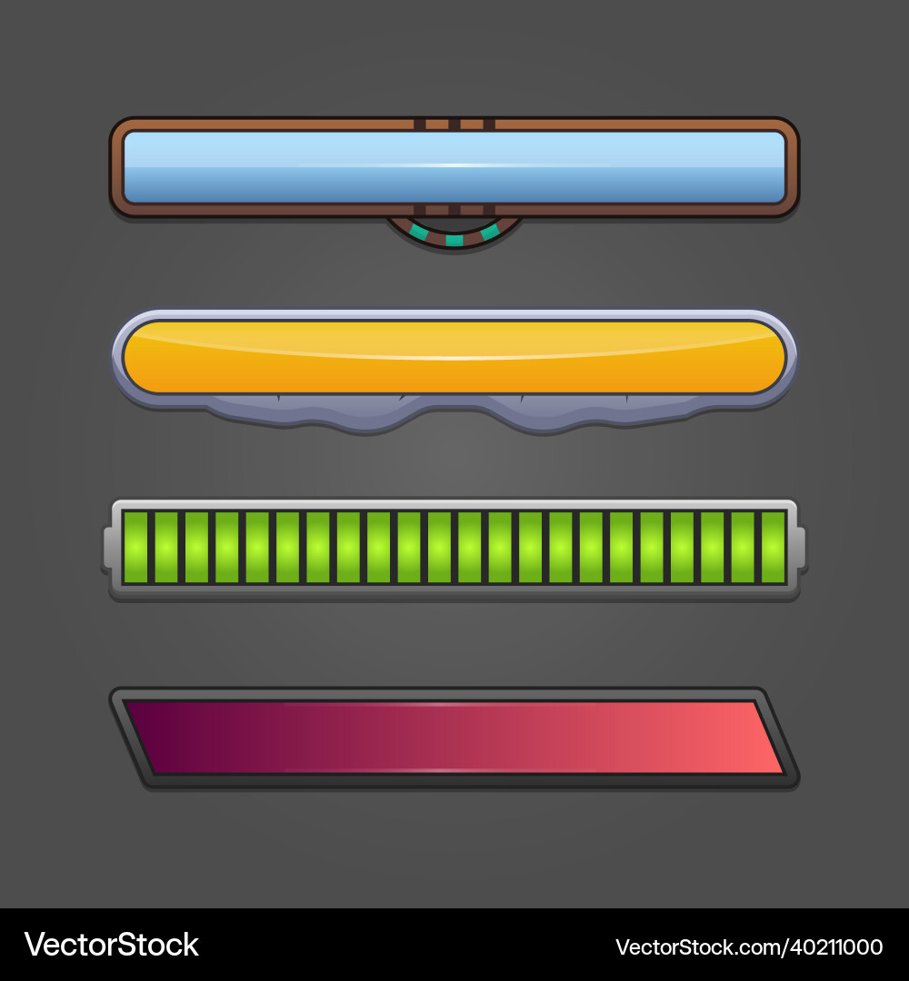 Game ui kit with status bars battery bar vector image