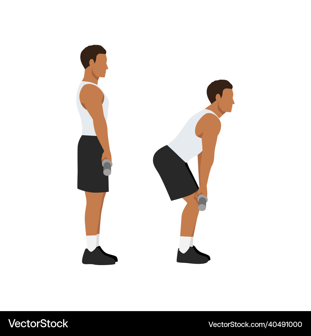 Man doing rack pulls exercise flat Man doing rack pulls exercise flat Vector Image