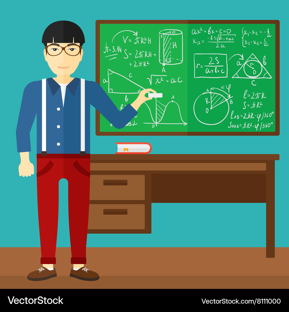 Man with chalk in hand Vector Image