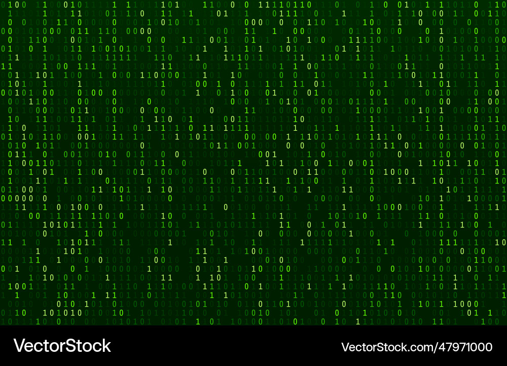 Matrix code stream green data codes screen binary vector image