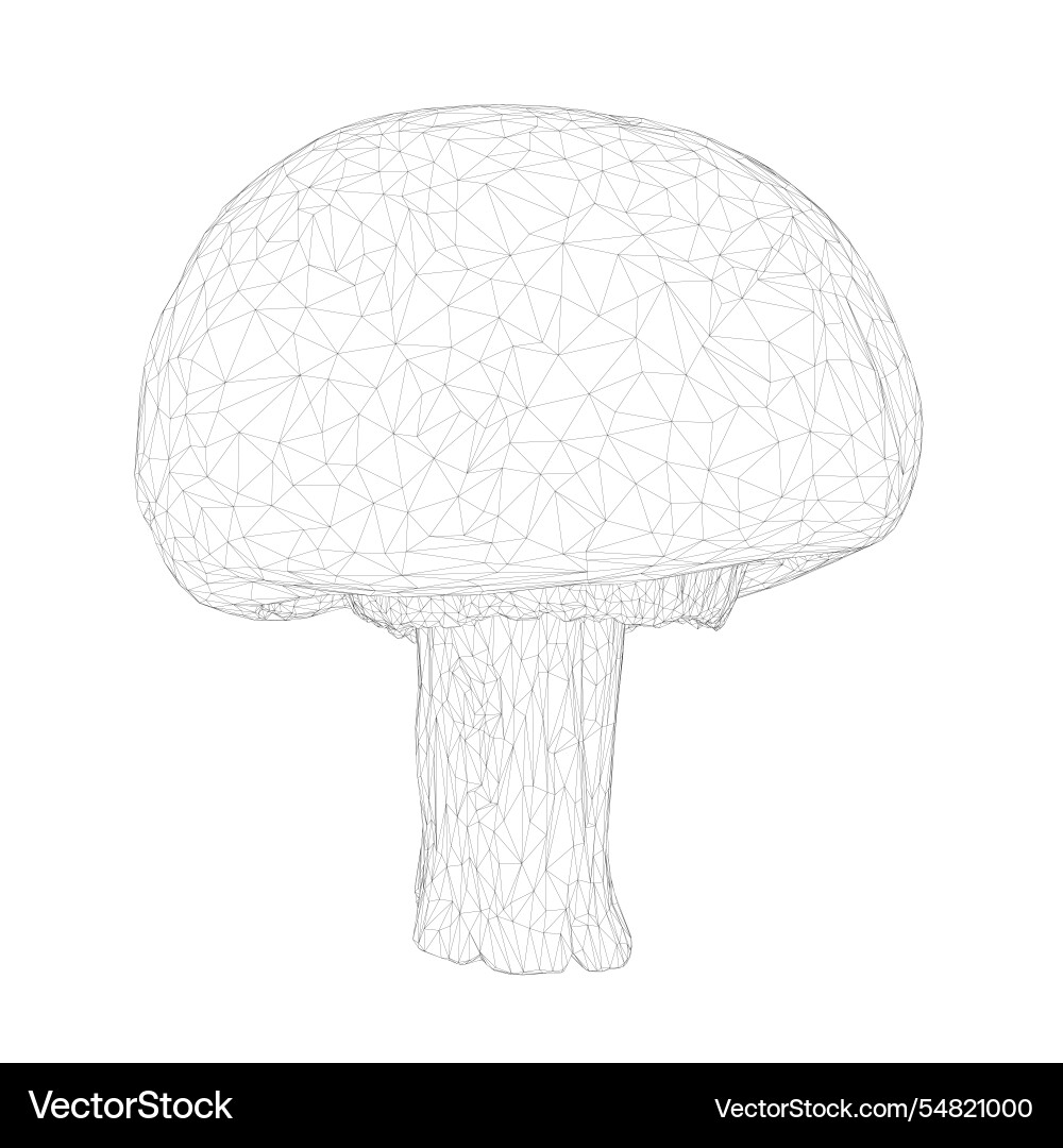 Mushroom wireframe from black lines isolated Vector Image