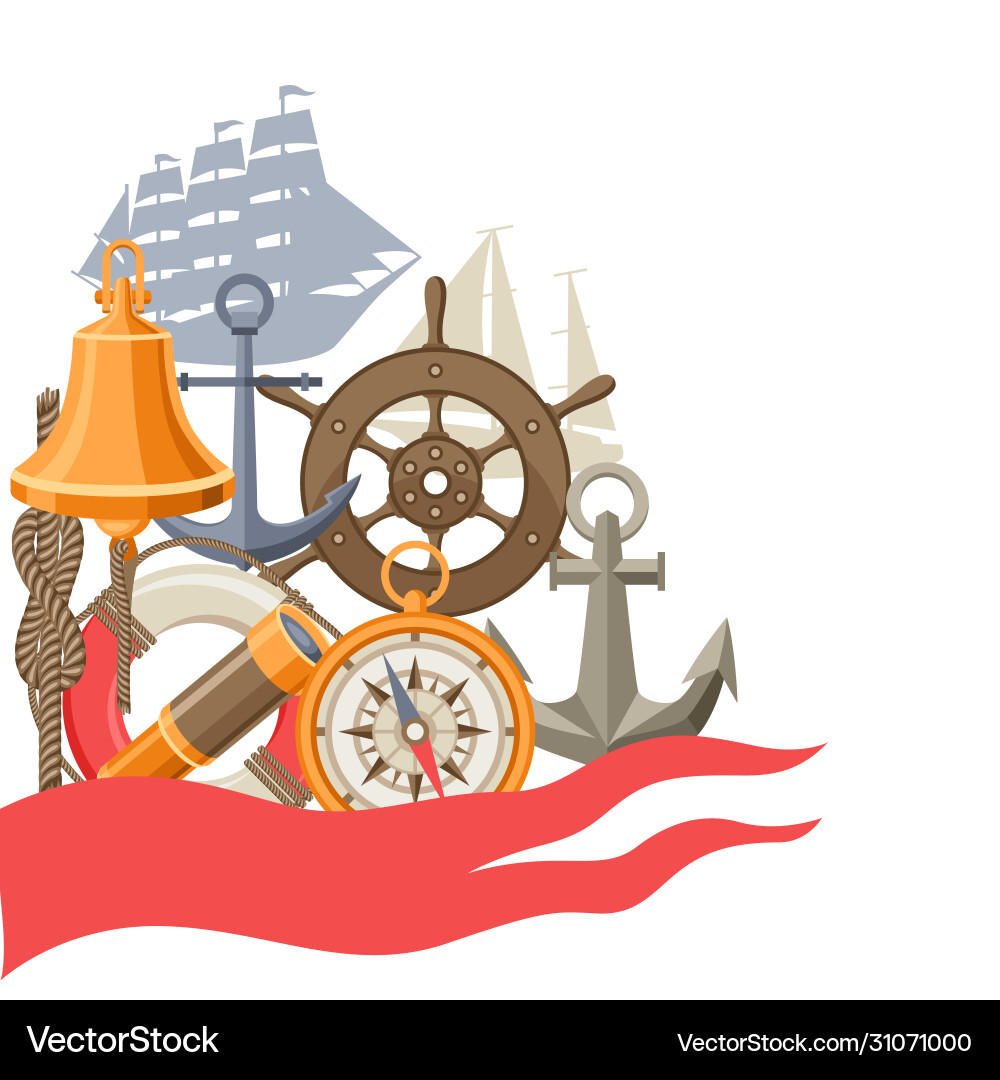 Nautical Background with Maritime Symbols vector image