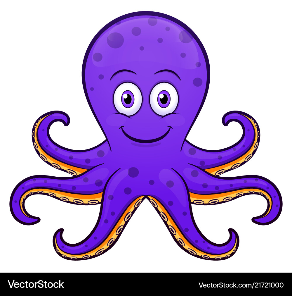 Niedlich lila Octopus Cartoon Vektorbild
