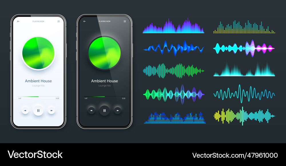 Online audio player user interface smartphone app Online audio player user interface smartphone app vector image