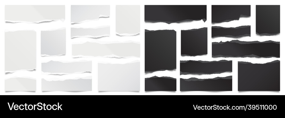 Ripppapierstreifen realistisch schwarz und weiß Ripppapierstreifen realistisch schwarz und weiß vektorbild