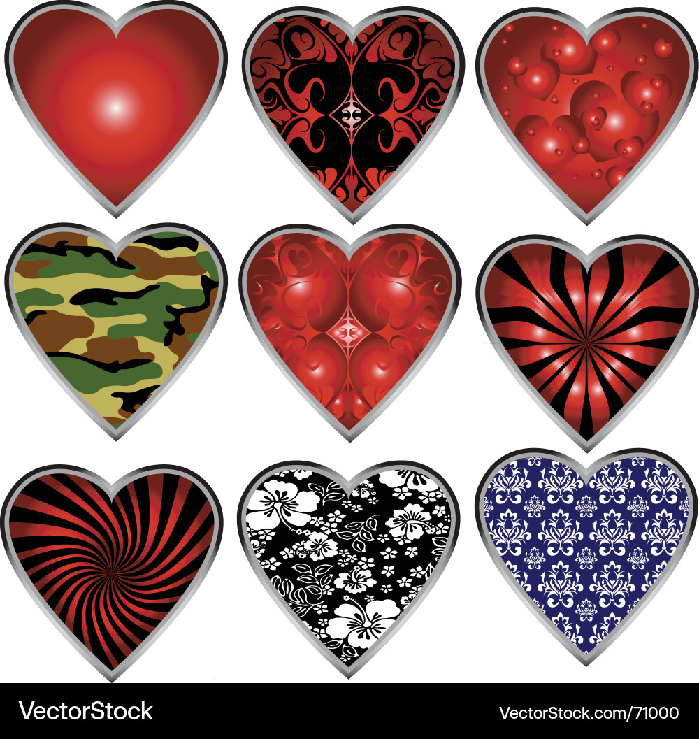 Romantic Heart Patterns Vector Image
