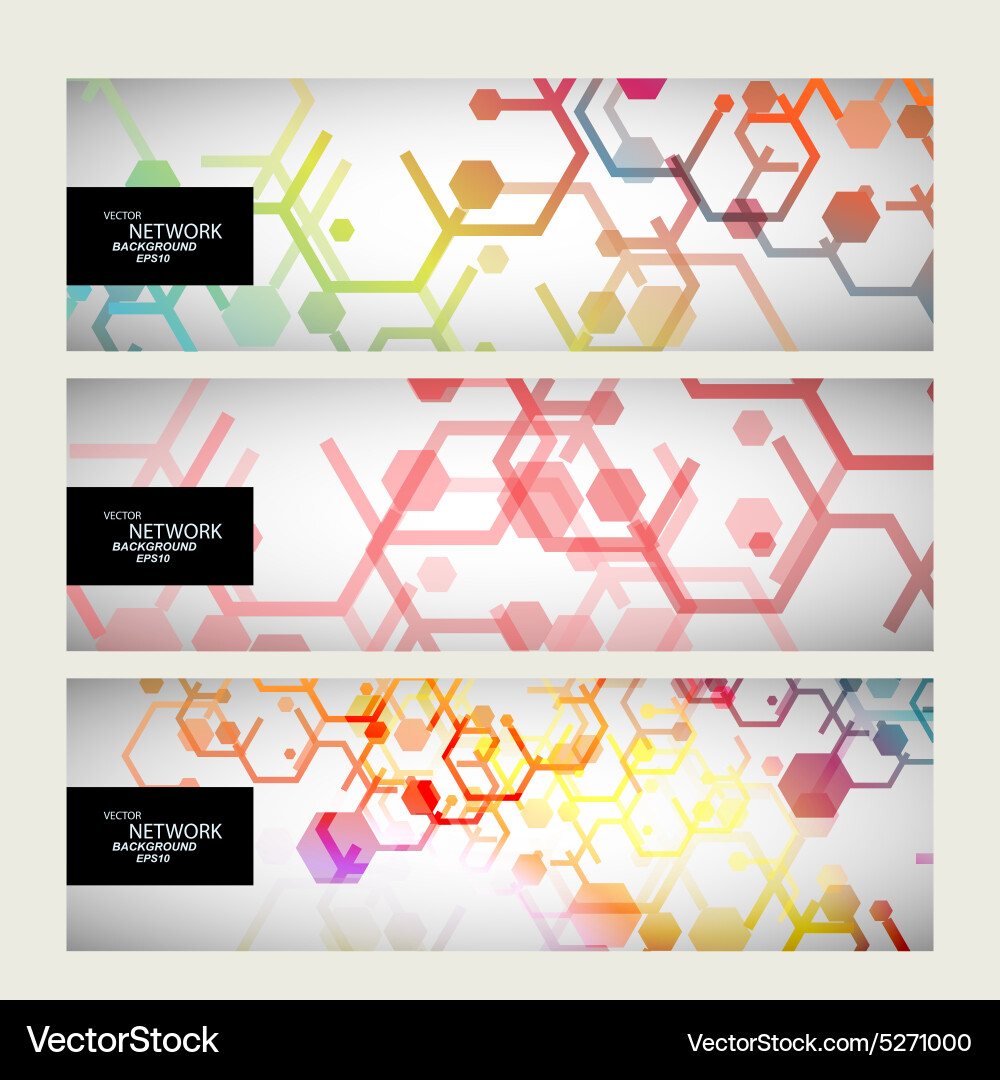 Set abstract modern pattern of hexagons circuits vector image