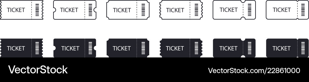 Set of ticket icons line and flat design Vector Image