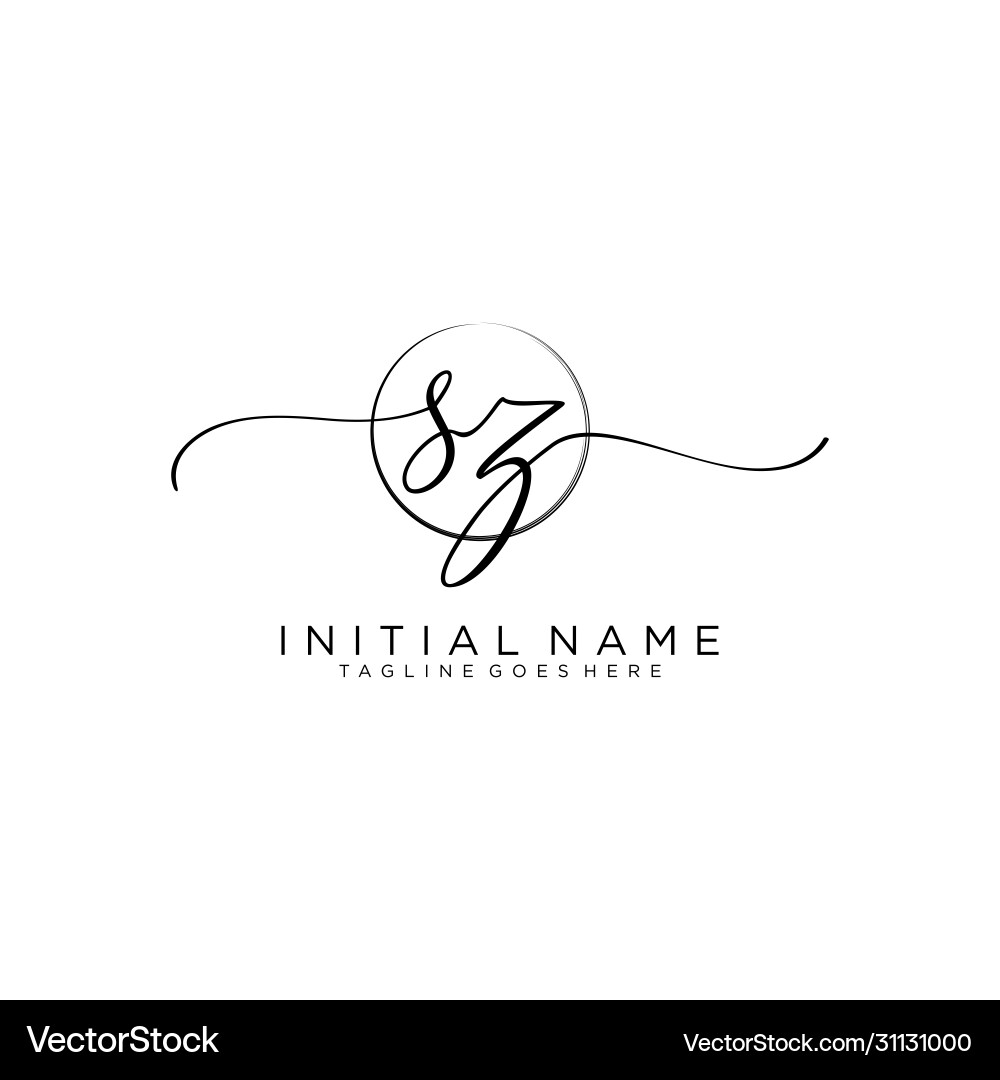 Sz Initial Handwriting Logo Vector Image