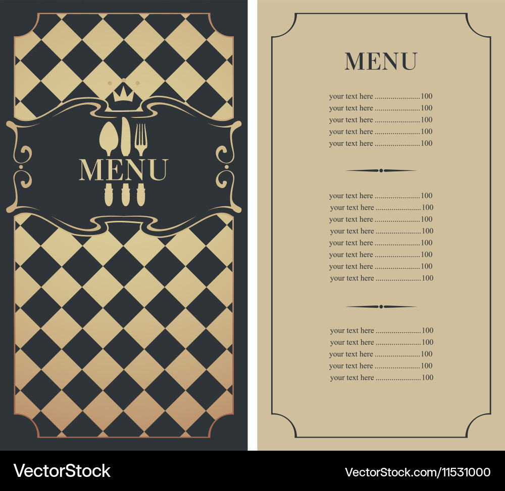 Template menu with price vector image