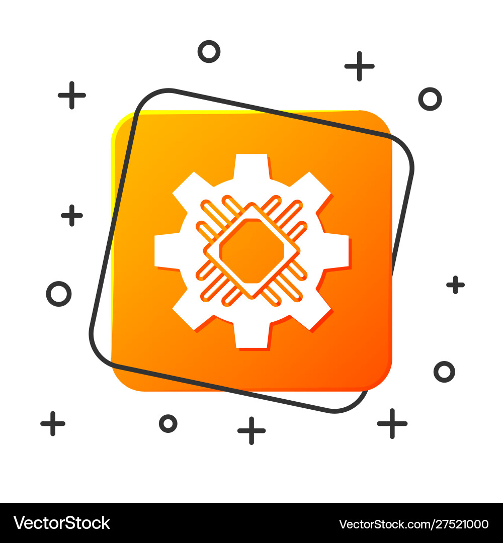 White processor icon isolated on background vector image