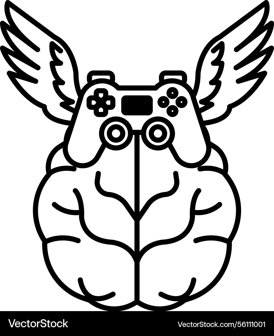 A brain with controller on top A brain with controller on top vector image
