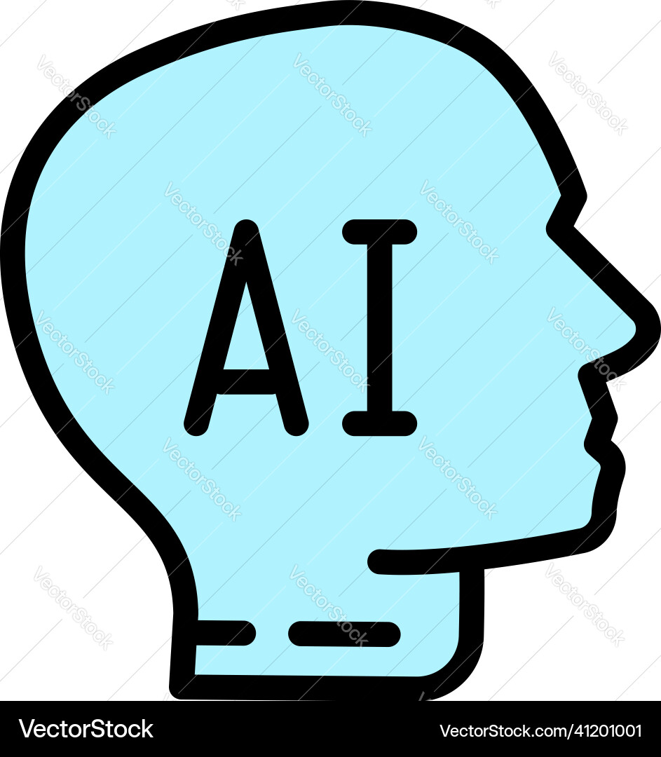 Ai robot icon outline artificial brain Ai robot icon outline artificial brain vector image