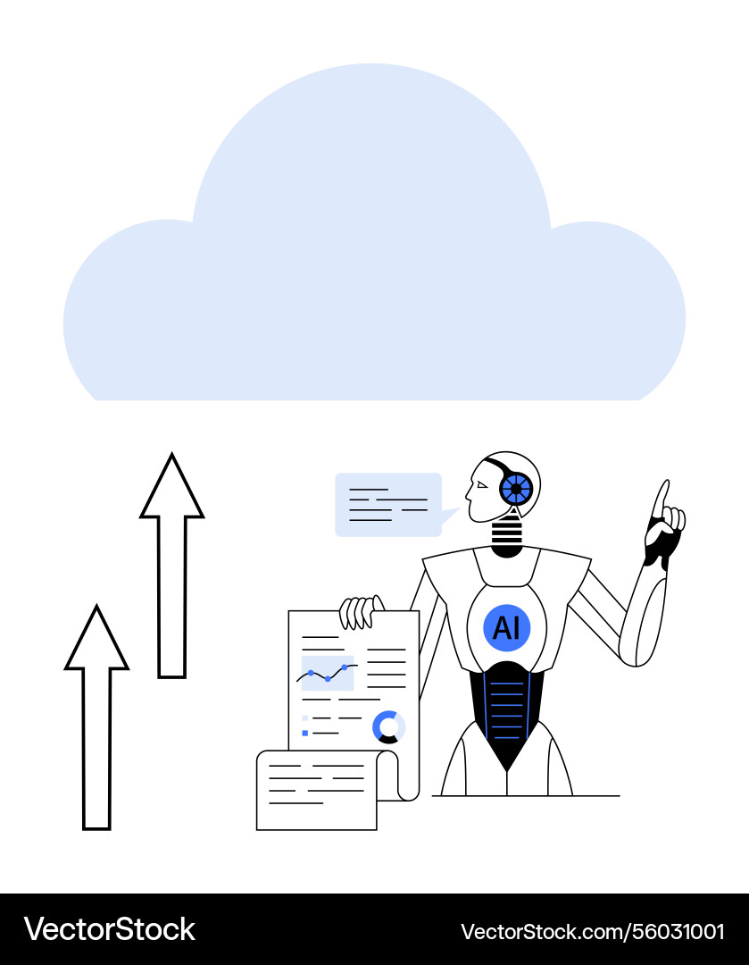 Ai Roboterverarbeitung Daten und Cloud-Technologie Ai Roboterverarbeitung Daten und Cloud-Technologie Vektorbild