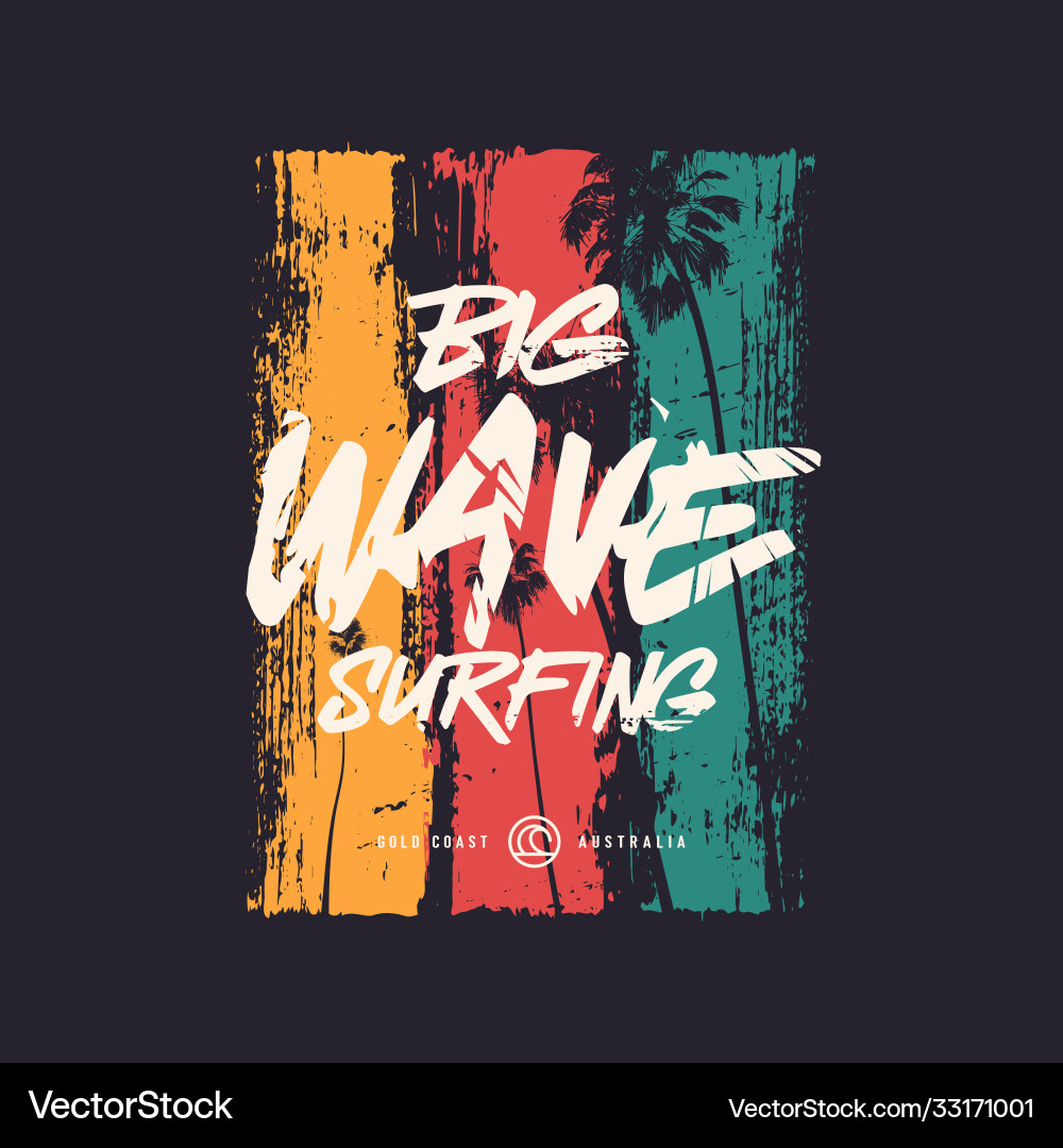 Big Wave Surfing T-Shirt Design Poster Big Wave Surfing T-Shirt Design Poster vektorbild